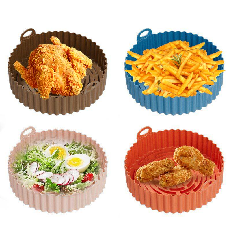 3pcs/2pcs Air Fryer Silicone Pot Reusable Non-stick High Temperature Resistant Air Fryer Liner