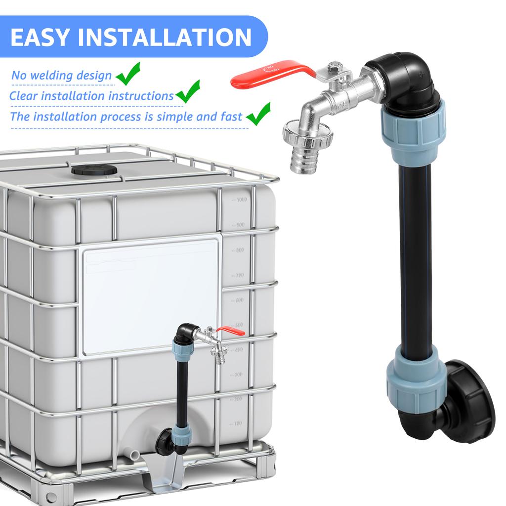 IBC Tank Svanhals med 3/4 Tums Utloppskran Regnvattentunna Utloppskran IBC Tank Tillbehör Zinklegering för 1000L Regnvattentank