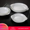 Western Style Double-Ear Pure White Ceramic Plates - Abalone & Steamed Fish Safe, Home & Microwave Oven Friendly