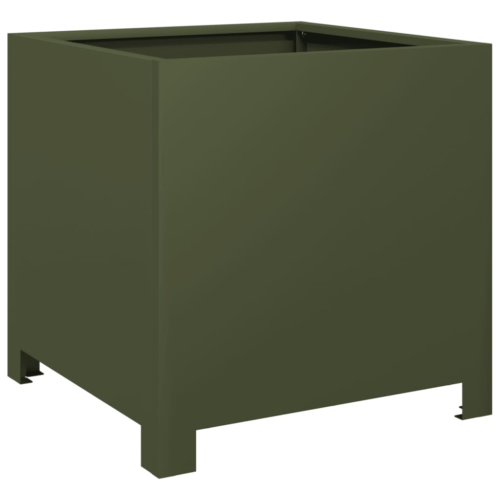 Vidaxl Garden Planter, Olive Green, 40X40X40 Cm, Steel