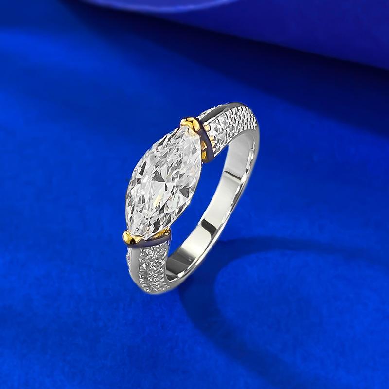 

6 * 12Mm Horse Eye White Diamond Electric Gold Ring Ring Ring Wind No. 9