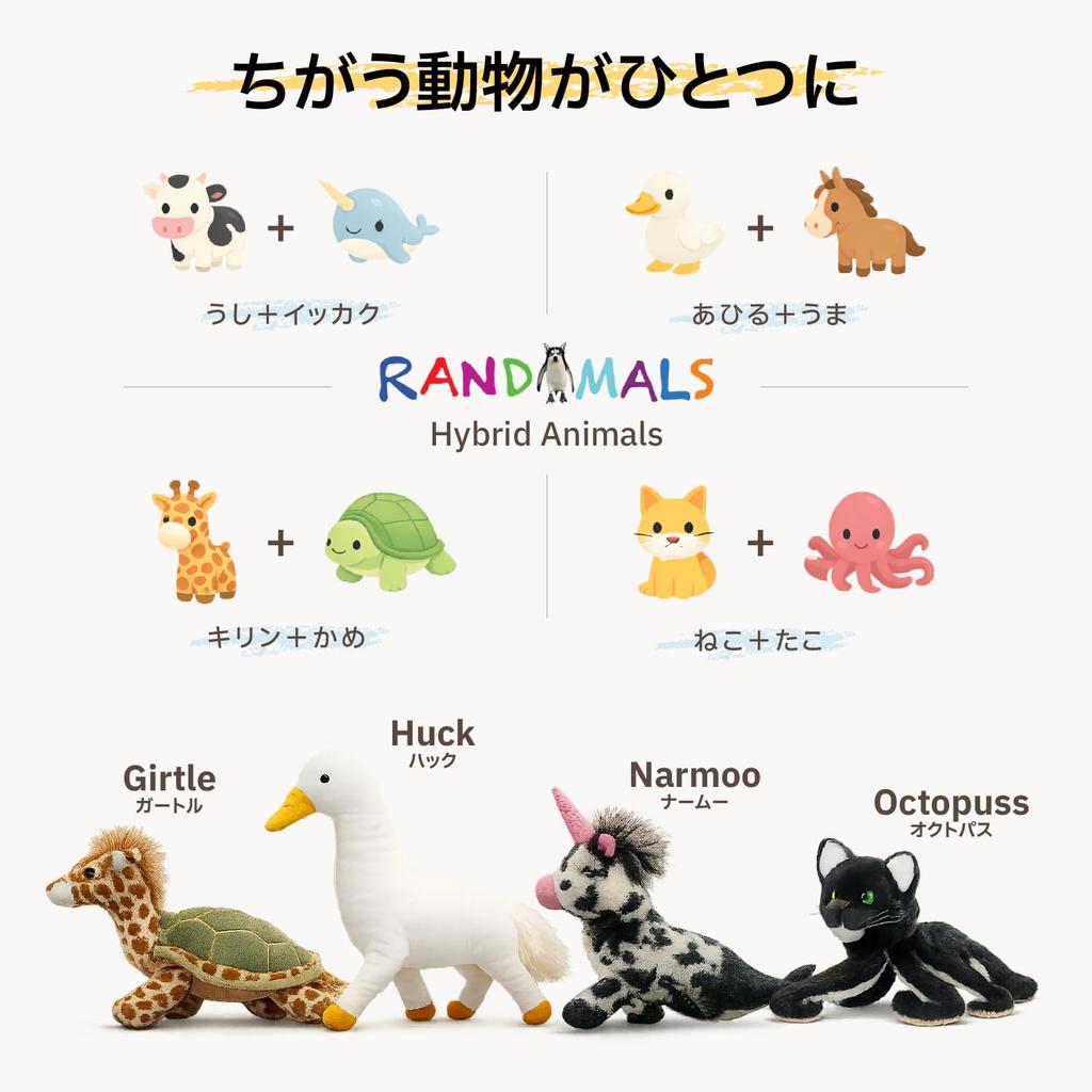 Randimals Giraffe x Turtle Hybrid Plush Toy - Large, Fluffy, Cute Plush Cushion - Animal Toy, Home Decor, for Children (Girls & Boys), Birthday Gift,