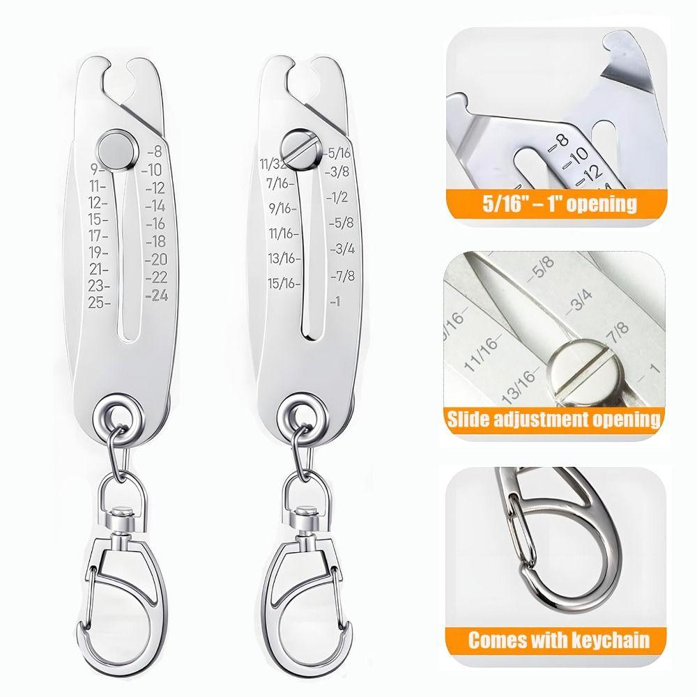 Precise Thread Size Checker Keychain Large Opening Adjustable Bolt Size Finder Keychain Two Sizes Lightweight