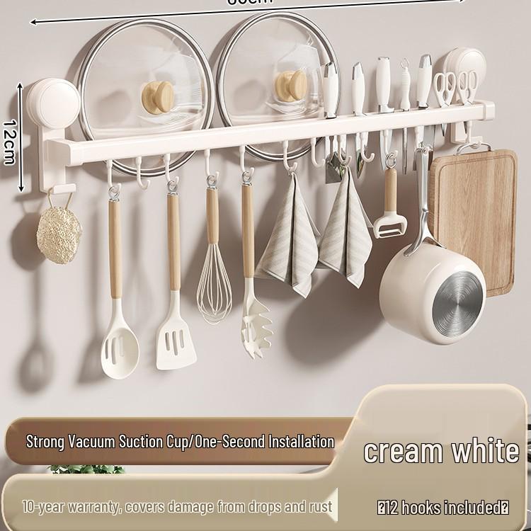 Cup Suction Nodrill Hook Kitchen Wallmounted Storage Rack For Spatulas Spoons Knives