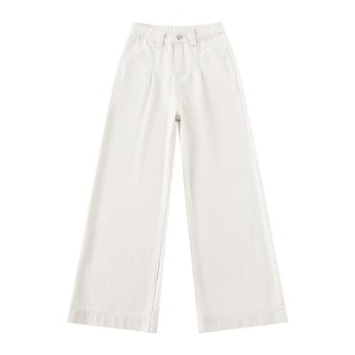 Nuevos Jeans Rectos de Cintura Alta para Mujer en Primavera y Otoño Diseño Plisado Sueltos y Adelgazantes Pantalones de Pierna Ancha Caídos