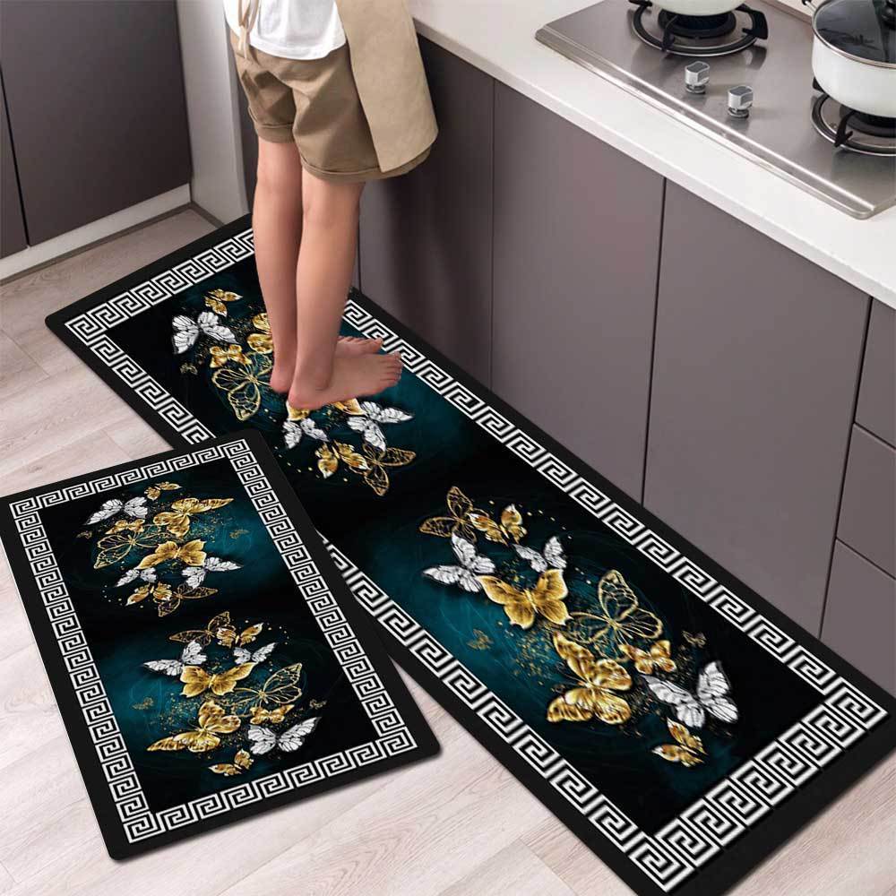 

Новый кухонный коврик в китайском стиле с геометрическим узором-бабочкой, длинный ковер для ресторана и коридора, домашний декор 2PC 40x60 40x120cm