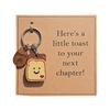 Wooden Toast Keychain with Card Cartoon Bread Slices Key Ring Backpack Schoolbag Hanging Decoration Bag Charm Purse Pendant New Beginnings Gifts