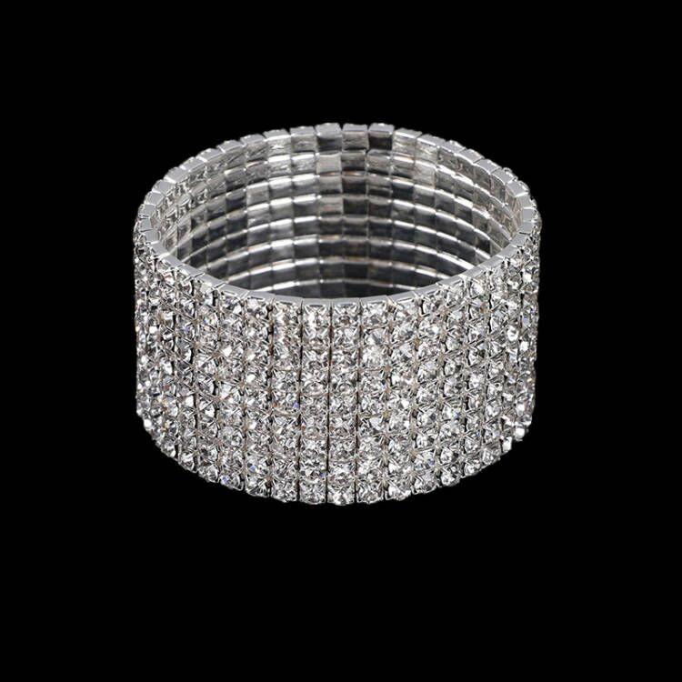 Women's Full Diamond Elastic Bracelet, Fashion Rhinestone Stretch Bangle