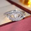 Luxury Female White Zircon Big Stone Engagement Skeleton Ring Vintage Gold Silver Color Wedding Fashion Jewelry For Women