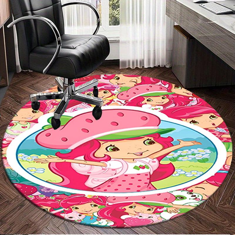 Straw-berry Friends Round Rug for Livingroom,Bedroom, Palyroom, Chair Rug, Area Rug, Circle Carpet, Large Size Fan Christmas Gift