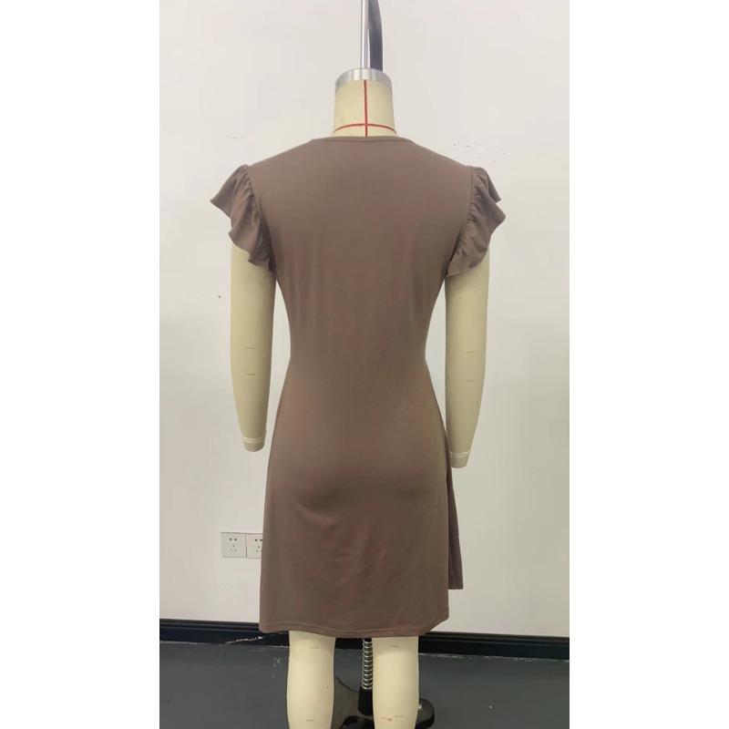 Beach Leisure Deep V-neck Pleated Loose Dress