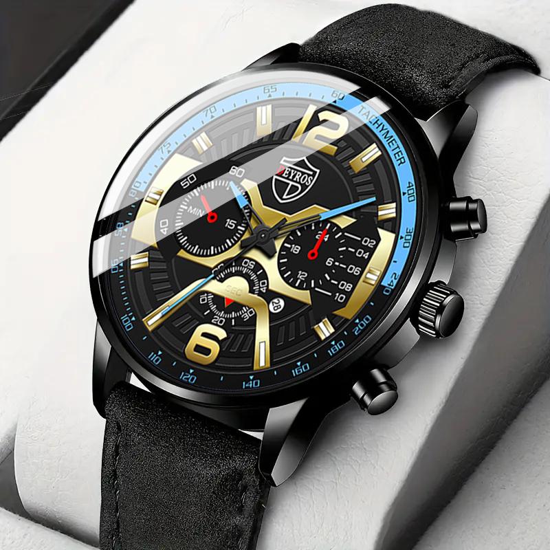 

Модные мужские деловые кварцевые часы аналоговые наручные часы из искусственной кожи, идеальный выбор для подарков