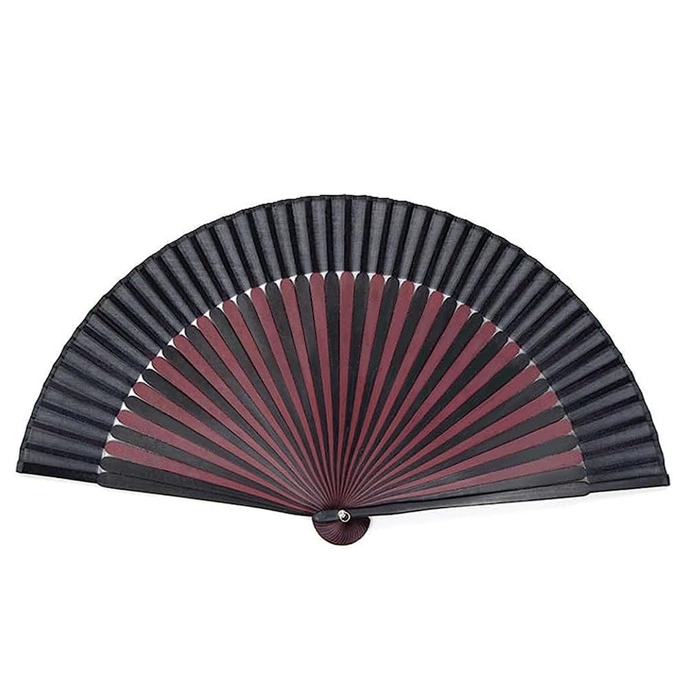 Folding pure bamboo set of two fan for men [KYOETSU] [Kyoetsu] fan, silk, plain, two-tone black, (fan, bag) (17)