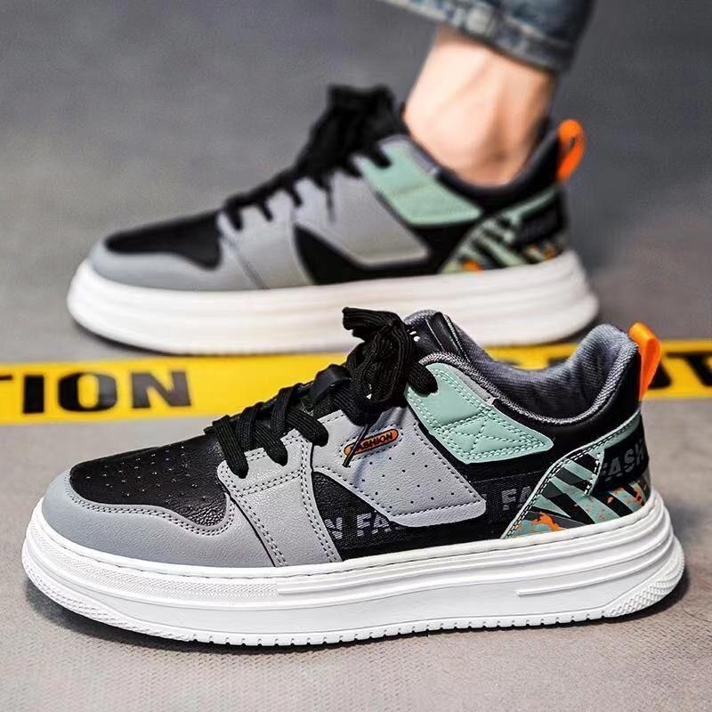 Men Korean Style Breathable Thick Sole Casual Sports White Sneakers 39