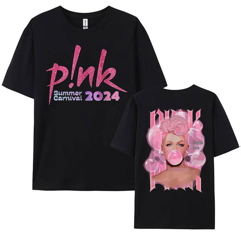 Pnk Pink Singer Summer Carnival 2024 Festival WORLD Tour Tee Shirt Womens Men Clothing Aesthetics Oversized Tshirt Streetwear