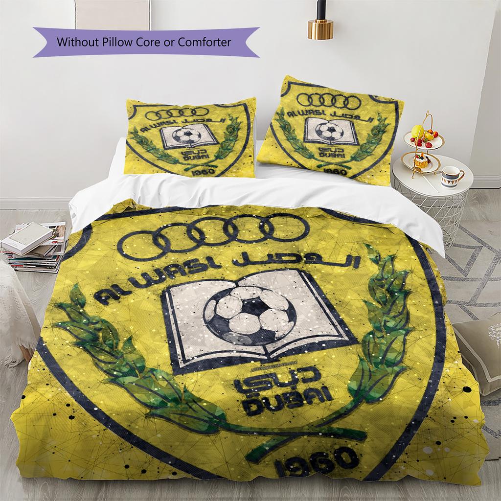 Al Wasl Football Club Pattern Bedding Quilt Set Home Decoration Gift (1 * duvet cover + 2 * pillowcase without core)