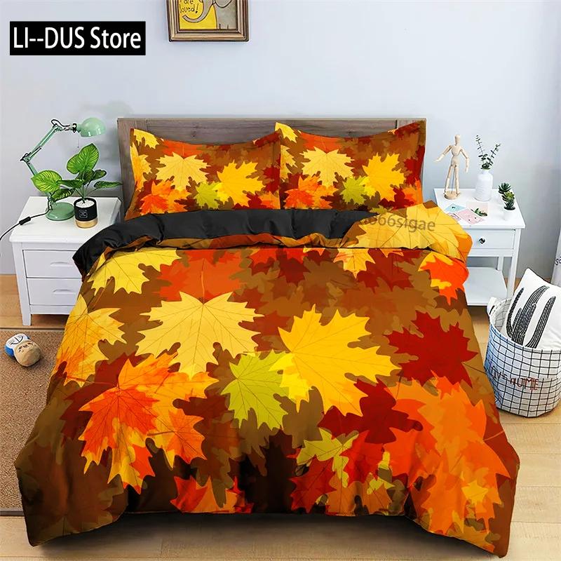 Comforter Canadian Maple Leaves Autumn Theme Bedding Set Microfiber Leaf Comforter Twin Full King For Kids Adult Bedroom