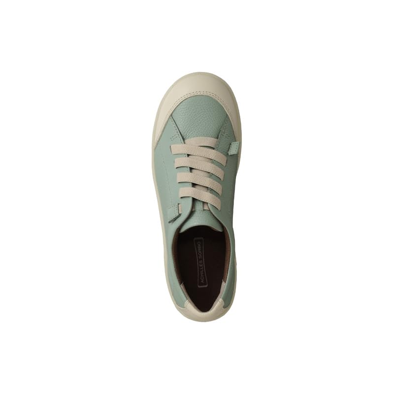Achilles Sorbo Women's Genuine Leather Walking Shoes with Elastic Laces, Size 3E, Light Green/Off-White, Size 22.5 cm, ASC 5300