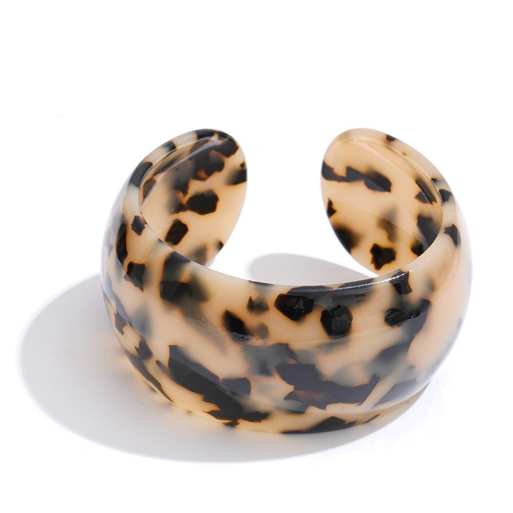 Eetit 60mm Leopard Print Resin Acrylic Wide Cuff Open Bracelet Bangle Fashion Attractive Jewelry Wrist Personality Accessories