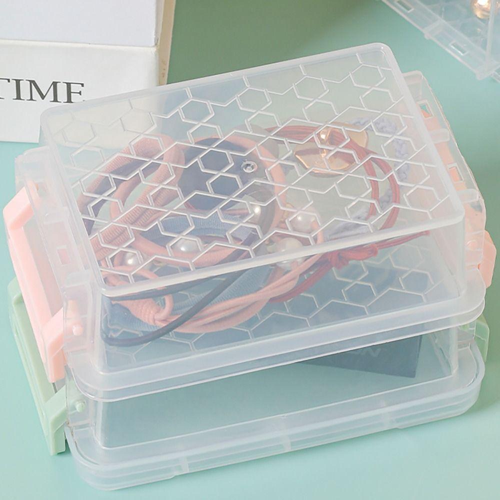 Multi-Function Multilayer Mini Storage Box Plastic Magic Buckle Jewelry Storage Case Transparent Small Stationery Holder Kitchen