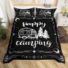 Galaxy Camping Duvet Cover Camper Twin Queen Bedding Set For Boys,Teen Sun Moon Stars Comforter Cover Lodge Cabin Sketch Bed Set