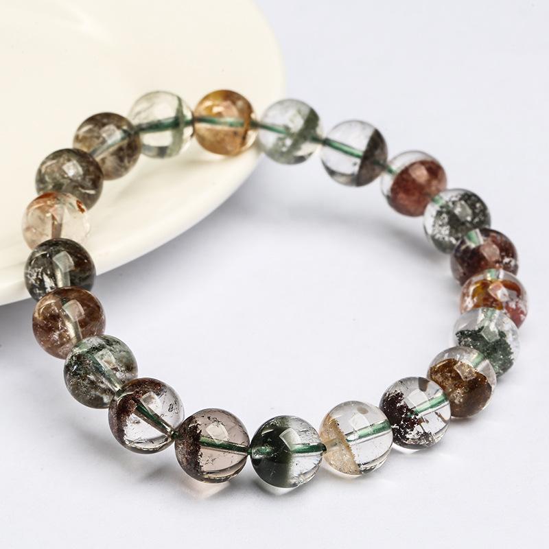 

Hongchu Crystal Natural Flower Phantom Bracelet Rainbow Phantom Bead Bracelet Four Seasons Ghost Bead Bracelet 7mm(26Left and Right)