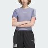Adidas Originals Trefoil Crop Tee Three-Stripe Colorblock Sports Short Sleeve T-Shirt Women Tops Silver-Grey Violet IU4848