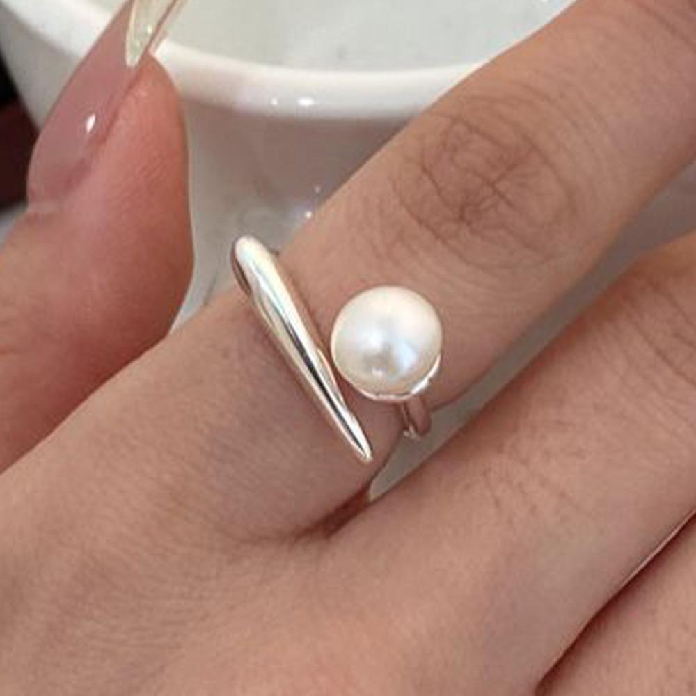 

BF CLUB 925 Sterling Silver Ring For Women Pearl Simple Open Vintage Handmade Ring Allergy For Party Birthday Gift resizable
