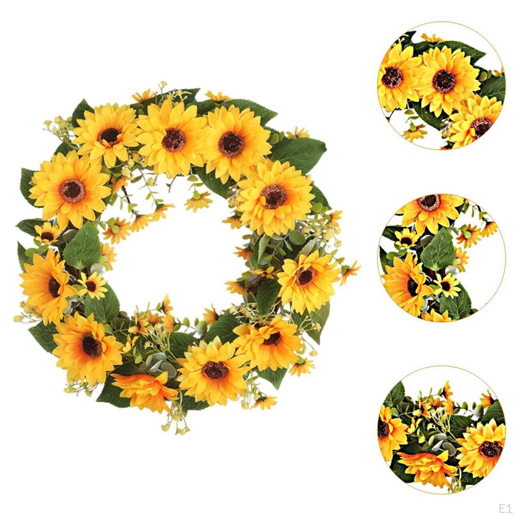 Sunflower Wreath Garland for Front Door Window Bedrooms,Living Rooms Gifts Party Indoor Outdoor,Wall