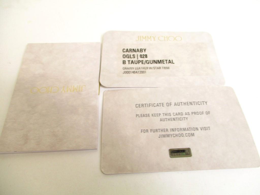 Authentic Jimmy Choo Metal Stars Taupe Leather Round Zip Wallet CARNABY #9979  Refurbished