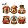 Elegant Holiday Party Supplies 6 Pcs Diamond Art Christmas Ornaments, 2D Flat Pearl Painting Timeless Seasonal Decorations Pattern Hanging Decoration