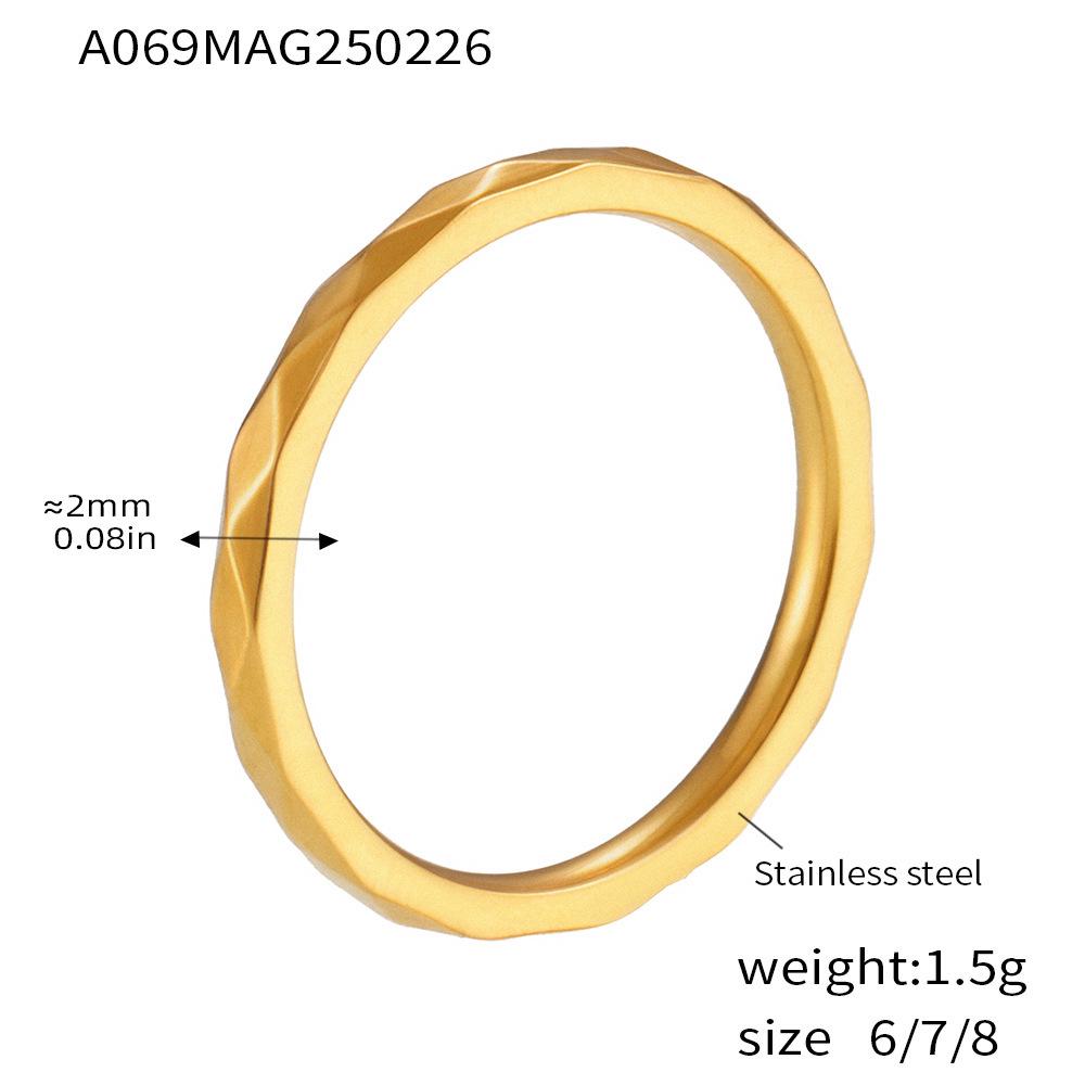 Qiong Yao Women s Simple Titanium Steel Rhombus Band Ring, Stackable & Elegant Jewelry Size 7