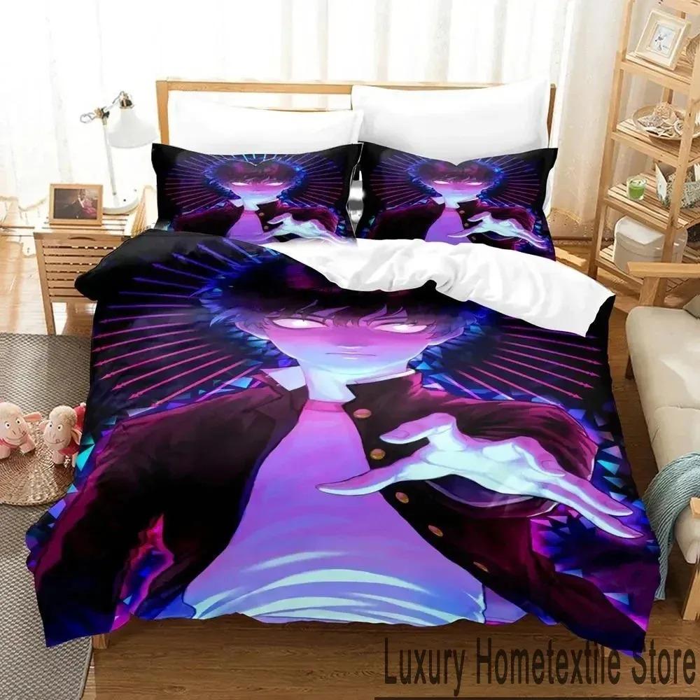 Anime Mob Psycho 100 Bedding Set Duvet Cover Pillowcase King Queen Size Boys Adult Bedroom Decor