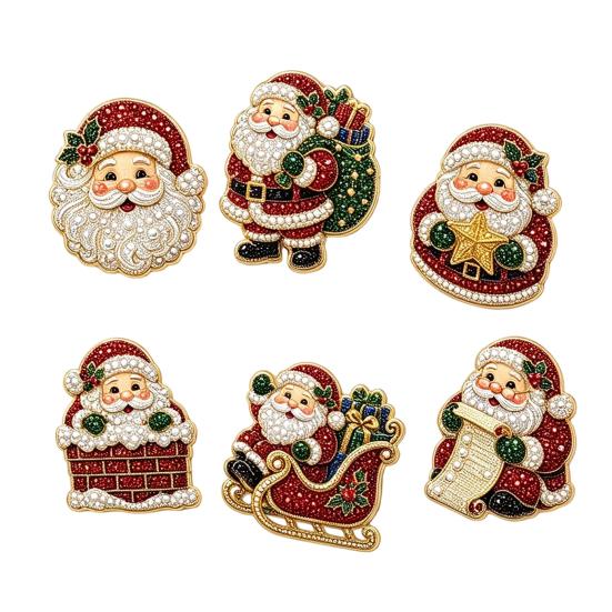 DIY Kunst-Sets mit Kunstperlen 6 Stück/Set Kühlschrankmagnet-Set, Weihnachts-Schneemann-Baum-Weihnachtsmann Feiertags-Heimdekorationen Magnete, Mosaik-Kühlschrank-Dekoration für