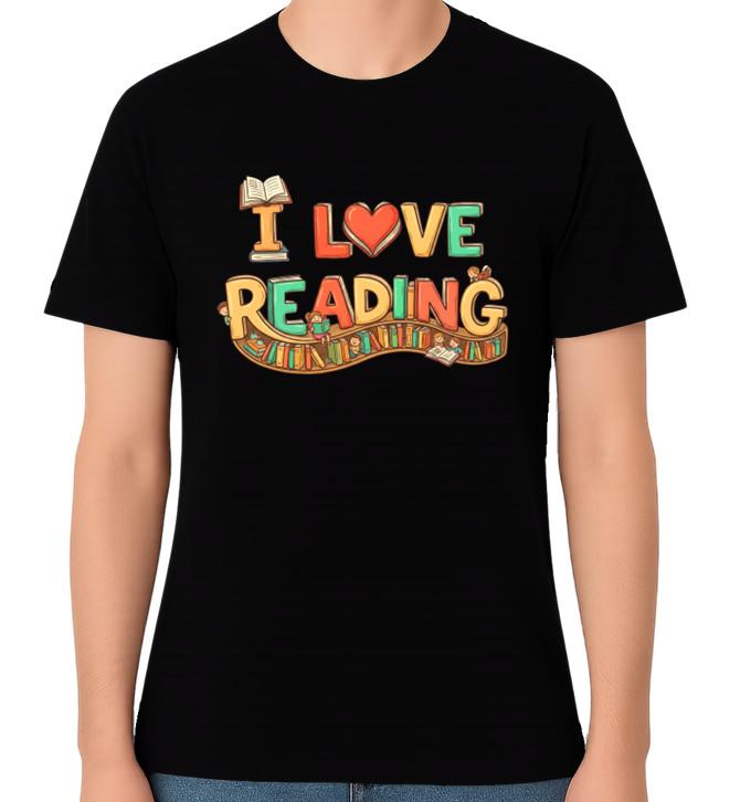 I Love Reading Book Lover T-Shirt Library Gift Unisex Graphic Tee S