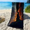 Abstract Flame Interwoven Pattern Polyester Microfiber Beach Towel Is Highly Absorbent, Suitable for Swimming and Beach Outings
