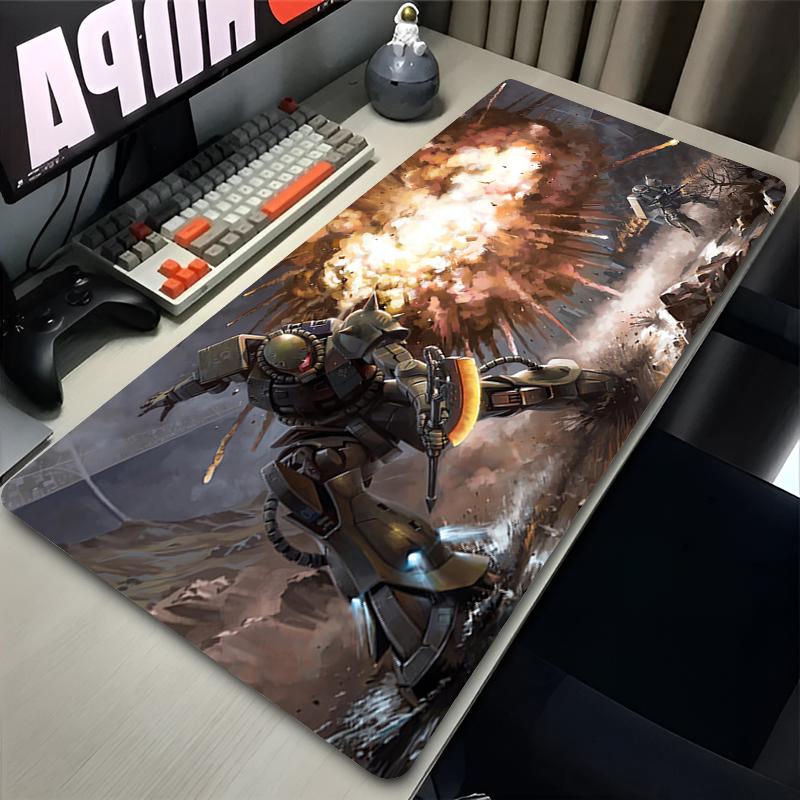 White Anime Mouse Pad Mechanical Warrior Ggundam Zzaku Ii Gaming Nonslip Extended Keyboard Desk Mat Gamer Esports Mousepad