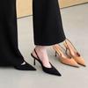 New Fashion Belt Buckle Strap Pointed Toe Women Pumps One Kick Bare Heels Baot Shoes Leopard Print Sexy Dress Sandalias De Mujer