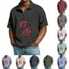 Men's Casual Loose Fit Polo Shirt Short Sleeve Zipper Front Independent Day Printed Design Comfortable Lightweight Top