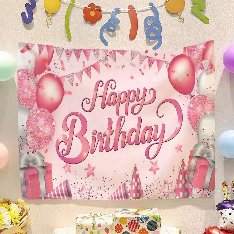 Birthday Happy Banner  Photography Background Cloth  Children's Party Decorative Wall Hanging Cloth
