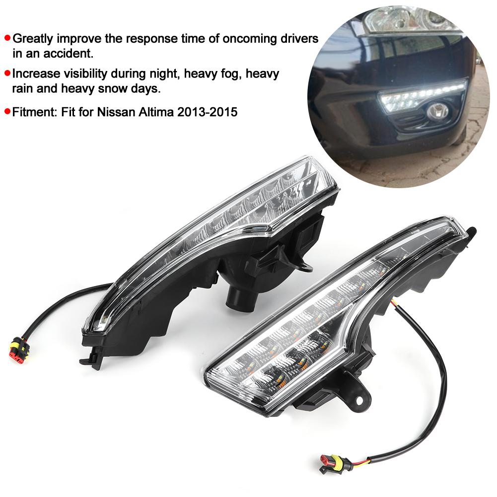 2pcs LED Daytime Running Light Turn Signal Lamp Dual Colors Fit for Nissan Altima 13-15