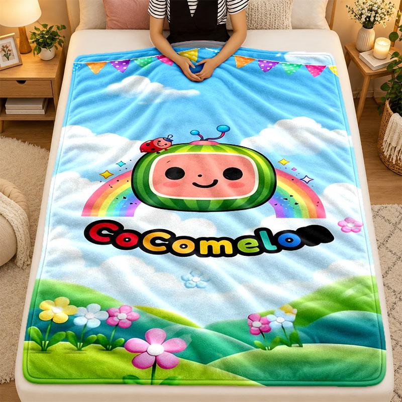 Flannel BlanketCocomelon cartoon Warm Soft Throw Blanket for Indoor Sofa Bed Living Room Use