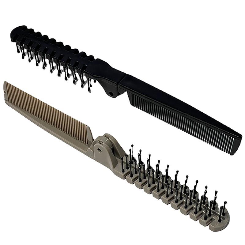 1Pc 2 In 1 Travel Portable  Hair Comb Folding Anti-Static Plastic Comb Hair Brush Compact Pocket Hair Comb