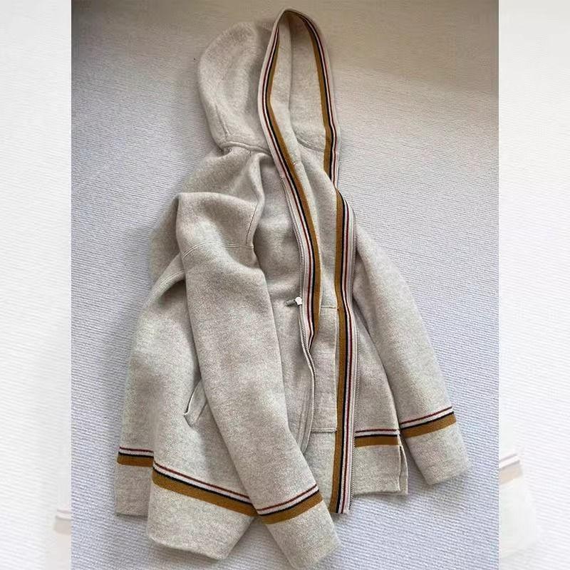 

2024 Ранняя весна Новое поступление Нарядный Очень красивый Подходящий по цвету Свитер на молнии Свободный Абрикосовый Худи Пальто Женская одежда Apricot color S