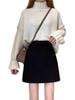 High-Waisted Slimming Wool A-Line Skirt for Women - Autumn/Winter Korean Style, Petite Black Short Skirt