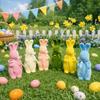 Osterdeko Beflockte Osterhase Deko mit Fliege Osterhase Hasenfigur Schaumstoff Material Beflockter Schaumstoff Hase