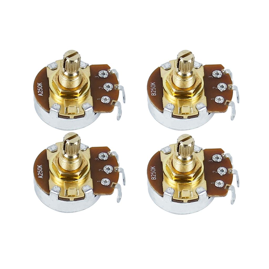 FLEOR 4 Stück Goldener kurzer Schaft Potentiometer Gitarren Potis 500K 250K Wählen Sie E-Gitarrenteile