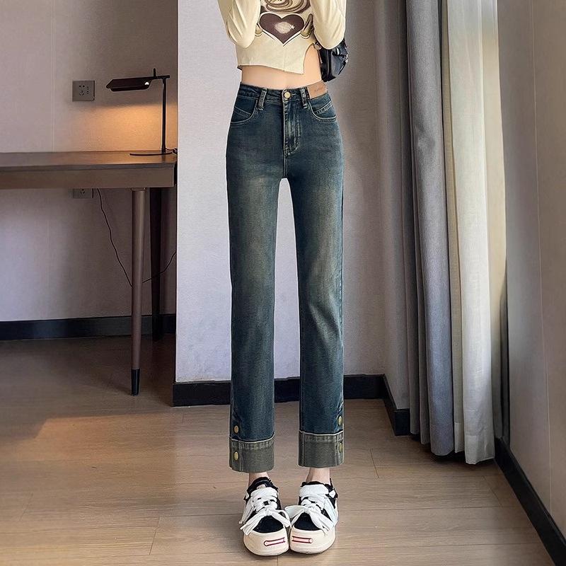 

Women s High-Waisted Cement Gray Slimming Cigarette Jeans - Spring 2025 Collection L