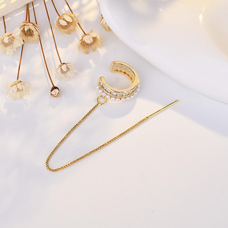 Clip d'oreille Câble d'oreille Chaîne à pampilles Tempérament Boucles d'oreilles Style Fille Hot Doux et Cool