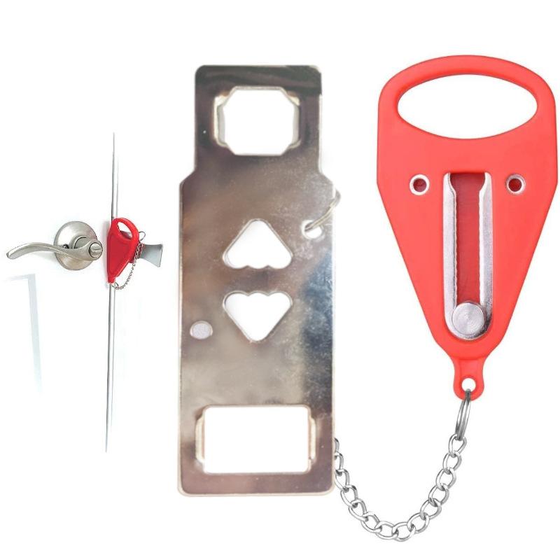 Cross-Border Double-head Portable Multi-use Door Blocker Door Lock Latch Top Door Anti-theft Lock for Hotel Bedroom Door Buckle